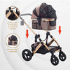 Monza Luxury 3-in-1 Travel Pet Stroller: Ultimate Convenience for Small/Medium Dogs & Cats - Detachable Carrier, Pump-Free Tires, Aluminum Frame!"