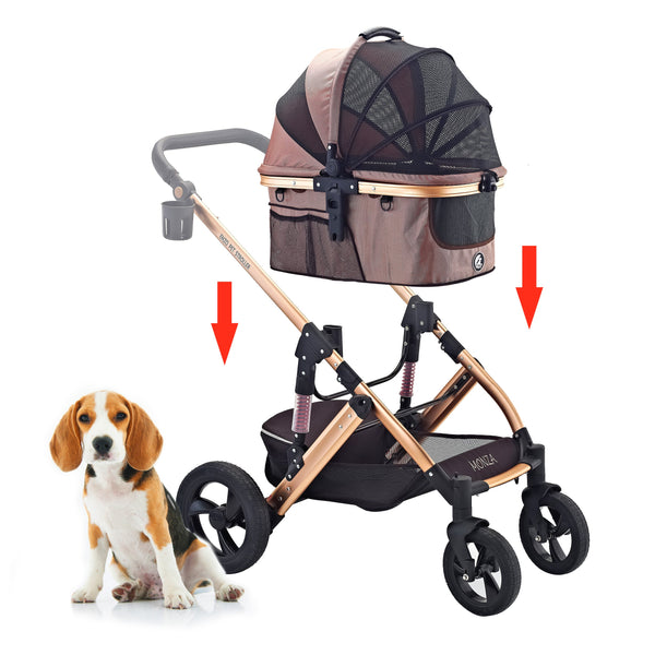 Monza Luxury 3-in-1 Travel Pet Stroller: Ultimate Convenience for Small/Medium Dogs & Cats - Detachable Carrier, Pump-Free Tires, Aluminum Frame!"