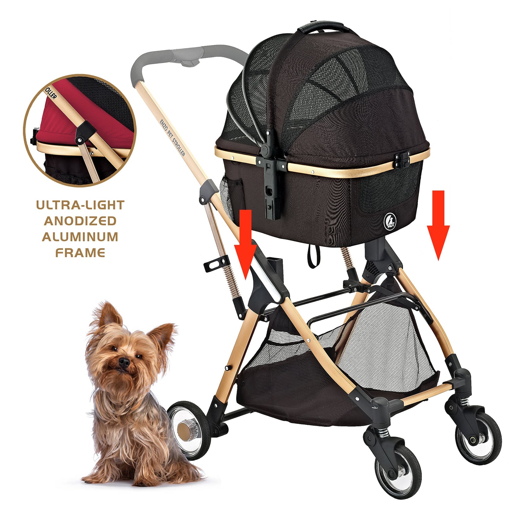 Pista Super-Lightweight Aluminum Frame 3-in-1 Stroller: The Ultimate Mobility Solution for Small/Medium Dogs, Cats, and Pets on the Go!