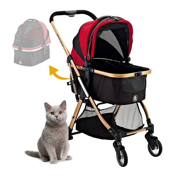 "Pista Super-Lightweight Aluminum Frame 3-in-1 Stroller: The Ultimate Mobility Solution for Small/Medium Dogs, Cats, and Pets on the Go!"