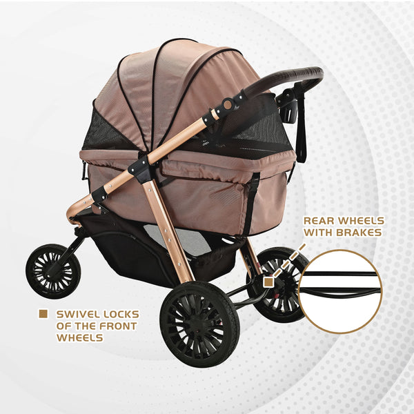 "Roma Performance Jogging Sports Stroller: The Perfect Companion for Active Small/Medium Dogs, Cats, and Pets up to 50lbs!"