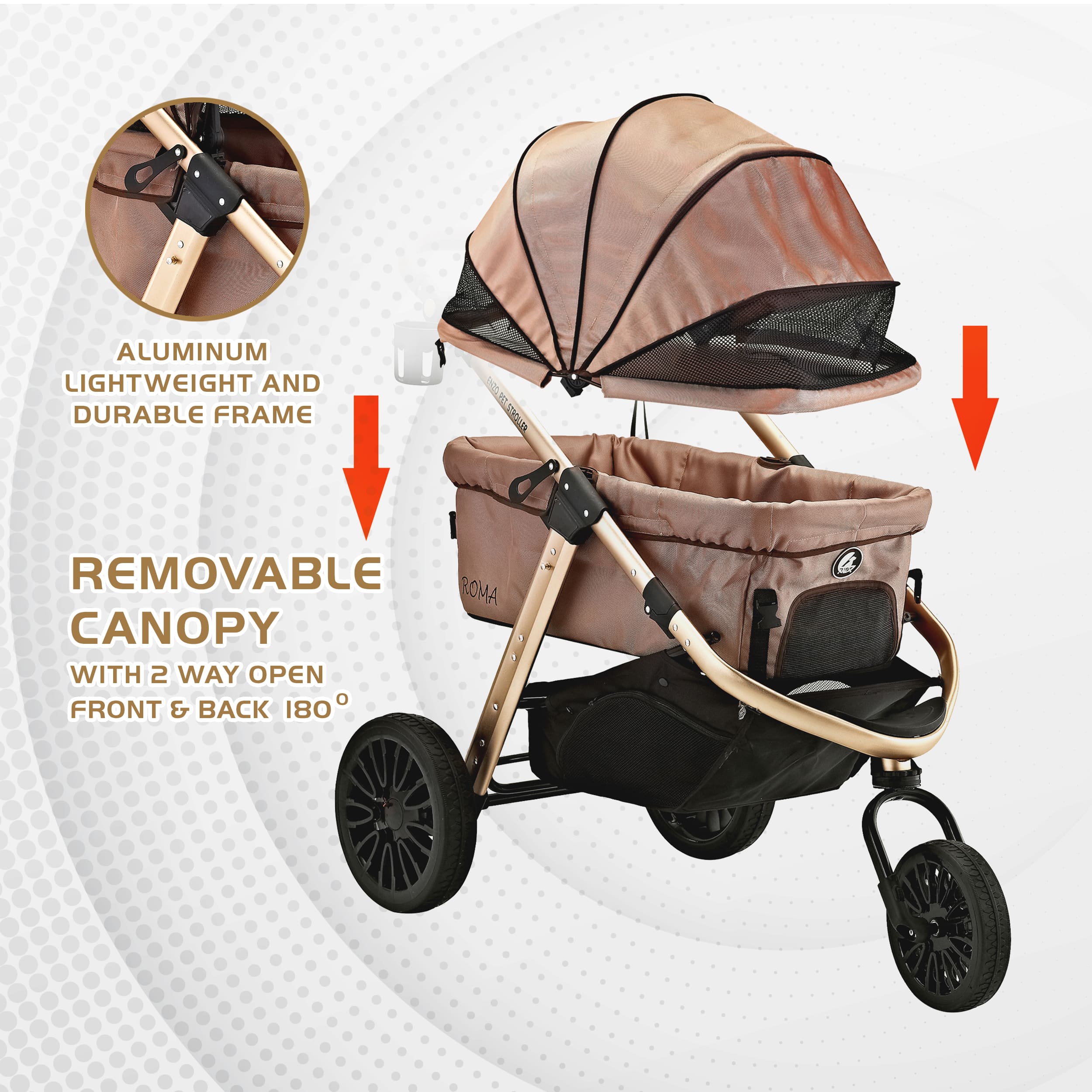 Roma Performance Jogging Sports Stroller: The Perfect Companion for Active Small/Medium Dogs, Cats, and Pets up to 50lbs!