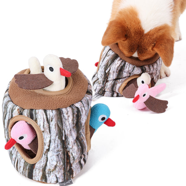 Dog IQ Toy "Tree Stump Bird House"